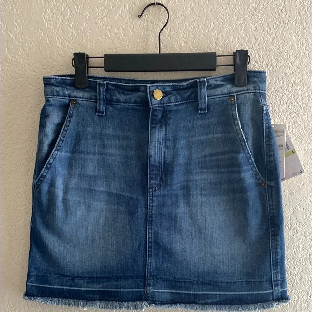 Michael Kors Denim Blue fringe bottom Skirt size 4 - Picture 1 of 11